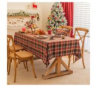 Generico Tovaglia natalizia Green Plaid Christmas Tablecloth, Tartan Table Cloth Decorations, Winter Holiday Tablecloths For Rectangle Tables Parties Dining(Checker Pattern 4,140x300cm)