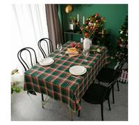 Generico Tovaglia natalizia Green Plaid Christmas Tablecloth, Tartan Table Cloth Decorations, Winter Holiday Tablecloths For Rectangle Tables Parties Dining(Checker Pattern 5,140x100cm)