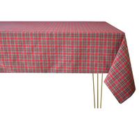 Generico Tovaglia natalizia scozzese rotonda tartan. Tovaglia Natale tartan a scacchi verdi e bianchi diametro 200 cm, 50% cotone 50% poliestere fatta a mano in Italia