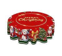 Generico Tovaglia natalizia - Tovaglia rotonda | Tovagglia natalizia rotonda, copertura protettiva in poliestere vintage per l'autunno, il Ringraziamento, le vacanze invernali, la cuccina, il patio