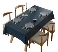 Generico Tovaglia Rettangolare Impermeabile in Finto Lino, Anti-Macchia e Resistente al Calore - Copritavolo PVC per Cucina, Matrimonio, Feste, Compleanno (B 140 * 220cm/55 * 86in)