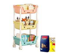Generico Toy And Book Storage | Multi-Purpose And Versatile Multi-tier Kid Rack With Wheels | Convenient Maneuverability Eye-Catching Storage Capacity Kids Organizer For Playroom Nursery Kids Room