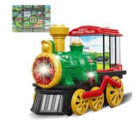Generico Train électrique enfant avec fumée, lumière et son + tapis circuit voiture ville antidérapant - Jouet éducatif interactif 3 4 5 6 ans, cadeau garçon fille anniversaire ou Noël