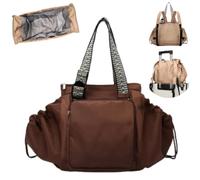 Generico Transformable Cradle Bag,Large Capacity Convertible Tote Backpack,Multi-functional Crossbody Bag for Women,Travel & Daily Use (Brown)
