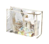 Generico Transparent Bag - High Capacity Clear Tote Bag with Long Shoulder Strap | Waterproof PVC Beach Bags and Shopping for Work, Travel,Laundry | Large 18.5-Inch Carry Fabric Trimming Swimming &