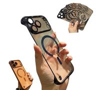 Generico Transparent Frameless Ultra Thin Magnetic Case for iPhone,with Camera Lens Bumper,Plating and Shockproof (Blue,For iPhone17Air)