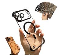 Generico Transparent Frameless Ultra Thin Magnetic Case for iPhone,with Camera Lens Bumper,Plating and Shockproof (Black,For iPhone17 Pro)