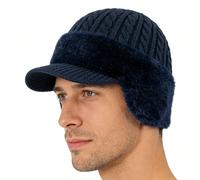 Generico Trapper Blocking Knitted Hats, Trapper Knitted Beanie, Soft Breathable Fabric with Brim & Ear Flaps (Blue)