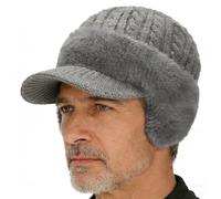 Generico Trapper Blocking Knitted Hats, Trapper Knitted Beanie, Soft Breathable Fabric with Brim & Ear Flaps (Gray)
