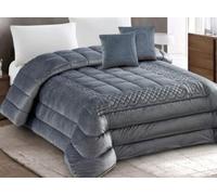 Generico Trapunta Laura Renato Balestra in Velluto con Due Cuscini - Colore Grigio - misure biancheria matrimoniale