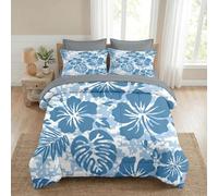 Generico Trapunta Letto Matrimoniale Ibisco Lavabile Piumone Letto Calore, Blu Piumino Adatto Primaverili, Estive e Autunnali Letto 240x260 cm con 2 Federe 50×80 cm YUd2022