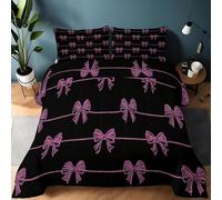 Generico Trapunta rosa fiocco striscia con Stampa a Pattern, Trapunta con Cerniera per Ragazze - Piumone Ragazzi e Adolescenti cartoon Copertura del Piumone 200 x 220 cm