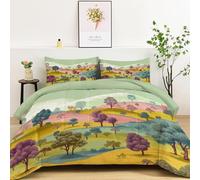 Generico Trapunta Vintage Foresta Montagne E Alberi Calda e Morbida, Piumone Matrimoniale Double Face Copriletto Trapuntato Multicolore Leggero per Estate Invernale - Piumone Anallergica 240 x 220 cm