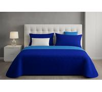 Generico Trapuntino Copriletto Primavera Estate Double Face in Morbida Microfibra Imbottitura 100 gr/mq Trapuntino Leggera e Double Face Made In Italy (Blu, Una piazza e mezzo)