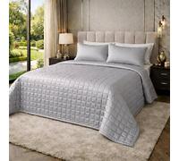 Generico Trapuntino Matrimoniale Essential in Raso Satin - Copriletto Trapuntato Elegante e Lucente, Leggero e Traspirante, Made in Italy (Grigio)