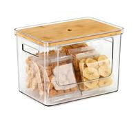 Generico Trash Bag Dispenser, Multi-Purpose Storage, 29.5x19x18cm, Stackable with Bamboo Top, Extra Large Garbage Bag Holder, Space-Saving Design, for Kitchen, Bathroom, Laundry