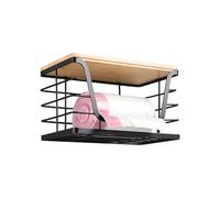 Generico Trash Bag Holder, Wall-Mounted Organizer, 10.55x6.1x6.69 inches, Stackable Dispenser with Wood Lid, Space-Saving Modern Design, Ideal for Kitchen, Laundry, RV, Bathroom, Pantry Use
