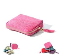 Generico Travel Jewelry Case, Soft Portable Organizer with 5 Compartments, Mini Portable Jewelries Travels Boxes, Small Foldable Organizers Pouch, Safeguars Jewelry from Scratches (Light pink)