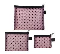 Generico Travel Makeup Bag 3 Pezzi Porta Trucchi in Mesh a Cuori Stampati | Custodia da Viaggio per Articoli da Toilette per Università Lavoro Palestra Scuola Ragazze Donne Ufficio