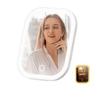 Generico Travel Mirror with Light - Portable Glass, 18.6x14.6cm Compact Reflector for Women, Adjustable Panel with Touch Control, Desk Vanity, Folding Glass for Girlfriend and Daughter