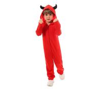 Generico Travestimento Bimbo Diavoletto con Cerniera Tuta Festiva Morbida e Comoda per Recite Perfetto per Halloween e Spettacolo Festiva Tuta Diavoletto Bimbo