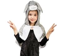 Generico Travestimento Carnevale Bambini Maschera Completo con Volto Decorato Velto e Guanti per Festa a Tema Sfilata Performance Gioco di Ruolo(Light Gray, 7-9 Years)