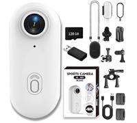 Generico Treklon POV Camera, Treklon Body Camera, 4K Thumb Action Cameras, Waterproof Wearable Action Cam with Magnetic Clip for Cycling, Diving, Ski (Premium+128G,4K*White)