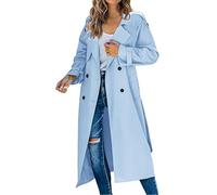 Generico Trench Cappotto lungo da donna, Giacca antivento per il tempo libero, Trench Coat lungo classico autunno Invernale, Giacca a Vento Impermeabile