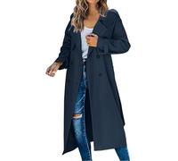 Generico Trench Cappotto lungo da donna, Giacca antivento per il tempo libero, Trench Coat lungo classico autunno Invernale, Giacca a Vento Impermeabile