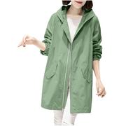 Generico Trench Donna con Cappuccio Giacca a Maniche Lunghe Leggera e Traspirante Antivento Spolverino Donna Primavera Estate Cappotto Softshell Coat Calda con Tasche Autunno Moda