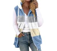 Generico Trench Donna Giacca Antivento Donna Chiodo Cappotto Senza Maniche In Peluche Con Coulisse Tasca Con Cerniera Casual Da Giacca Invernale Giubbino 100 Gr Light Blue L