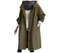 Generico Trench Donna Primaverile Lungo, Cappotto Donna Taglie Forti Inverno Sottile Trench Lungo con Bottoni Cappotto Giacca Casual Classica Antivento Cappotto di Transizione Tinta Unita con Tasche
