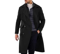 Generico Trench Lungo Uomo Lana Doppio Petto Caldo Classico Cappotti in Tweed Elegante Capispalla a Maniche Lunghe Viaggi Trench da Uomo a Vento Lungo Soprabito Media Lunghezza Invernale Business
