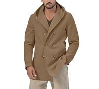 Generico Trench Uomo Primavera, Cappotto Corto Uomo,Cappotto Classico da Uomo con Cappuccio con Intaglio A Doppio Petto Figura Lusinghiera Giacca A Vento Pesante Invernale Calda