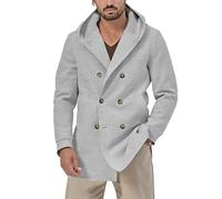 Generico Trench Uomo Primavera, Cappotto Corto Uomo,Cappotto Classico da Uomo con Cappuccio con Intaglio A Doppio Petto Figura Lusinghiera Giacca A Vento Pesante Invernale Calda