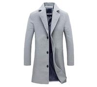 Generico Trenchcoat Lana da Uomo Classico Ufficio Soprabito di Lana Lungo Giubbotto Manica Lunga Doppio Petto Casual Trench Uomo in Tweed Taglie Forti Nuovi Caldo Cappotto Business Invernale Viaggi
