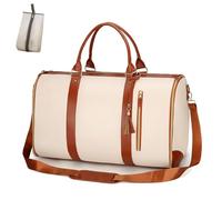 Generico Trendfetchus Foldable Travel Bag 2.0 with Wheels, Expandable 60L PU Leather Carry-On, Water-Resistant & Trolley-Sleeve Compatible for Wrinkle-Free Trips (White,Ordinary type)