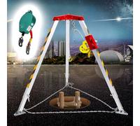 Generico Treppiede di Emergenza - Treppiede Resistente per Soccorso di Emergenza - Kit di Sollevamento Aereo in Alluminio per spazi confinati (treppiede con verricello da 2600 libbre + Paracadute)