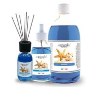 Generico Tresorì - Kit Realizzato per Camomilla Torino Fragranza Marine - Ricarica Diffusore per Ambiente 1L, Diffusore a Bastoncino 125ml, Spray Ambienti 125ml