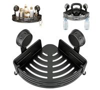 Generico Triangle Suction Cup Shower Caddy, No-Drill Corner Shower Shelf with Drain Holes, 40 lbs Max Load Removable Wall Storage Organizer for Bathroom, Kitchen & RV (2*Grey)