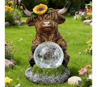Generico Triple Highland Cow Solar Garden Statue,Cute and Warm Little Cows Street Lamp Statue,Weatherproof Resin LED Outdoor Decor for Bookshelf,Yard,Lawn,Pathway,Patio