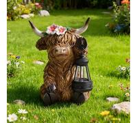 Generico Triple Highland Cow Solar Garden Statue,Cute and Warm Little Cows Street Lamp Statue,Weatherproof Resin LED Outdoor Decor for Bookshelf,Yard,Lawn,Pathway,Patio