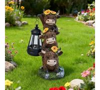 Generico Triple Highland Cow Solar Garden Statue,Cute and Warm Little Cows Street Lamp Statue,Weatherproof Resin LED Outdoor Decor for Bookshelf,Yard,Lawn,Pathway,Patio