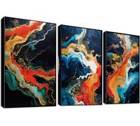 Generico Trittico moderno, disegno astratto colorato, 42x30 cm