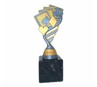 Generico Trofeo Carte Poker, Bridge, Blackjack, Burraco in ABS con Base in Marmo Completo di targhetta Personalizzata (Altezza 18cm)