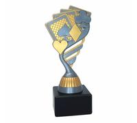 Generico Trofeo Carte Poker, Bridge, Blackjack, Burraco in ABS con Base in Marmo Completo di targhetta Personalizzata (Altezza 16cm)