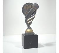 Generico Trofeo Microfono Karaoke - Coppa Premio Canto e Musica - Idea Regalo per Gare di Karaoke, FantaSanremo, Eventi Musicali, Contest Canori e Feste (h18cm)