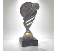 Generico Trofeo Microfono Karaoke - Coppa Premio Canto e Musica - Idea Regalo per Gare di Karaoke, FantaSanremo, Eventi Musicali, Contest Canori e Feste (h15cm)