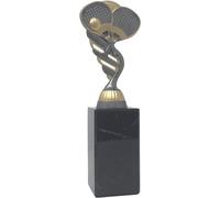 Generico Trofeo Pallina e Racchette Padel in ABS Montato su Base in Marmo Nera (h23cm)