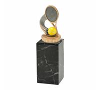 Generico Trofeo Racchetta e Pallina Tennis in ABS Oro Metallizzato con Base in Marmo Nera… (Altezza 18cm Colore)
